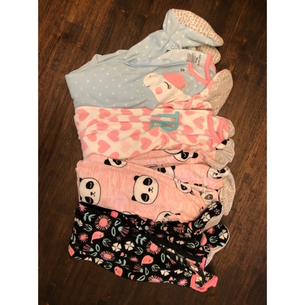Set of 4 Baby Girl Carter’s Pajama Footies